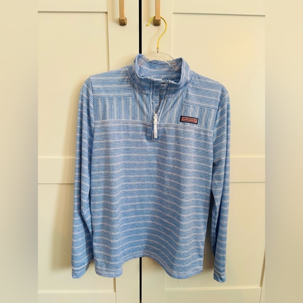 vineyard vines microstripe sankaty half zip pullover Youth Large Girls 12 NWT